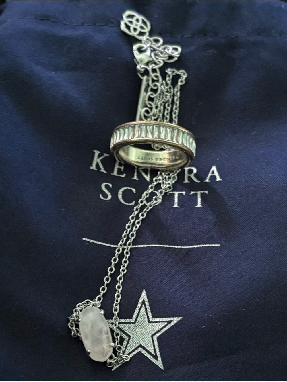 Kendra Scott Silver Necklace with Pale Pink Oval Stone